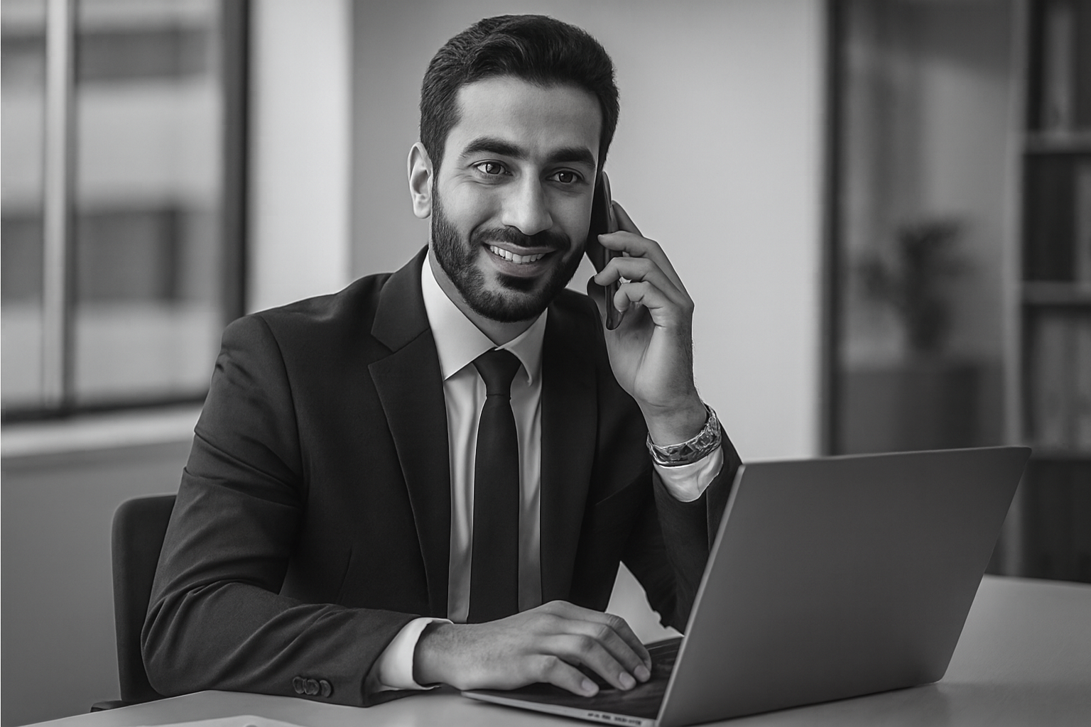 Enhanced greyscale businessman